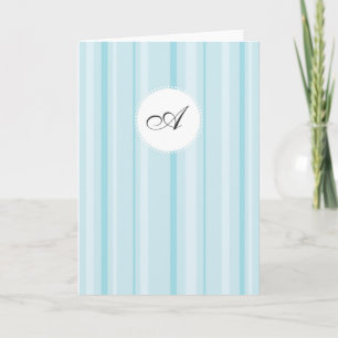 Striped Monogram - Shades of Blue Note Card