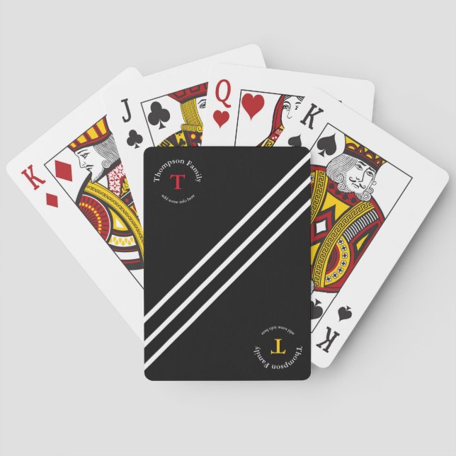 striped & monogrammed family playing cards (Back)