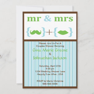 Striped Mr. and Mrs. Shower Invitation