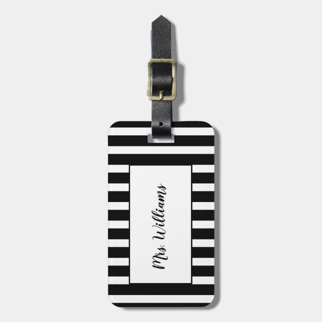 Striped Mrs. Luggage Tag (Front Vertical)
