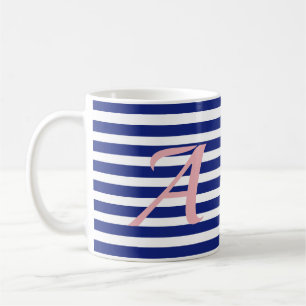Striped Mug Blue White Customisable Personalise