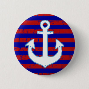 striped nautical sailor anchor 6 cm round badge