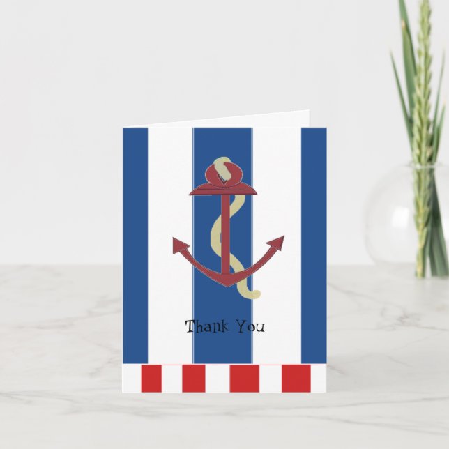Striped Nautical Thank You Card (Front)