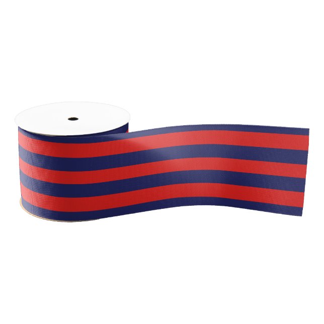 Striped (Navy Blue & Red) Grosgrain Ribbon (Spool)