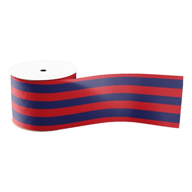 Striped (Navy Blue & Red) Grosgrain Ribbon (Spool)