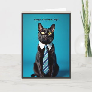 Striped Necktie Feline Portrait Card
