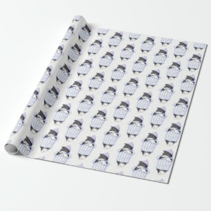 STRIPED NIGHTSHIRT CAT Wrapping Paper