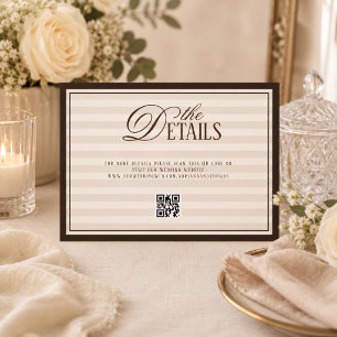 Striped Old Money Wedding QR code Details Enclosure Card