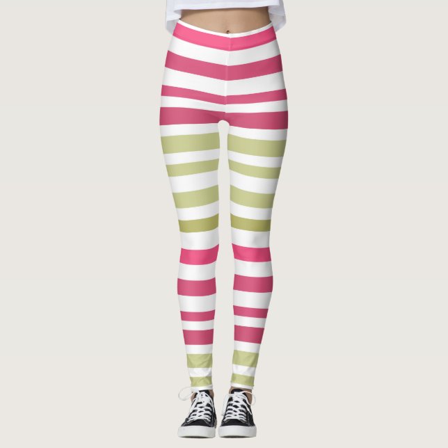 striped olive pink  leggings (Front)