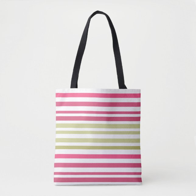 striped olive pink  tote bag (Front)