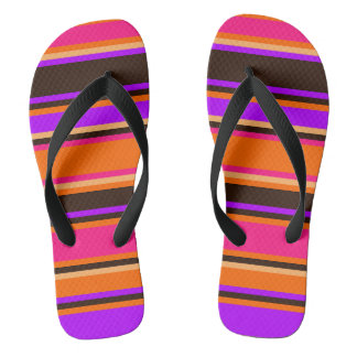 Striped Orange, Magenta & Purple Unisex Flip Flops
