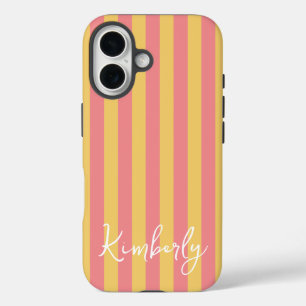 Striped Orange Yellow Personalised  iPhone 16 Case
