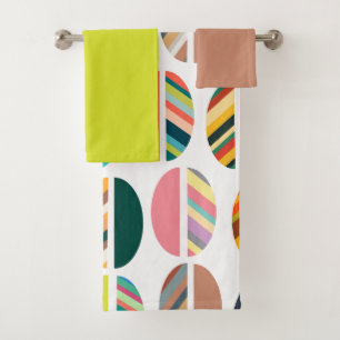 Striped Oval Halves Bath Towel Set