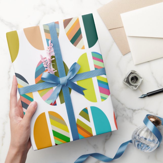 Striped Oval Halves  Wrapping Paper (Gifting)