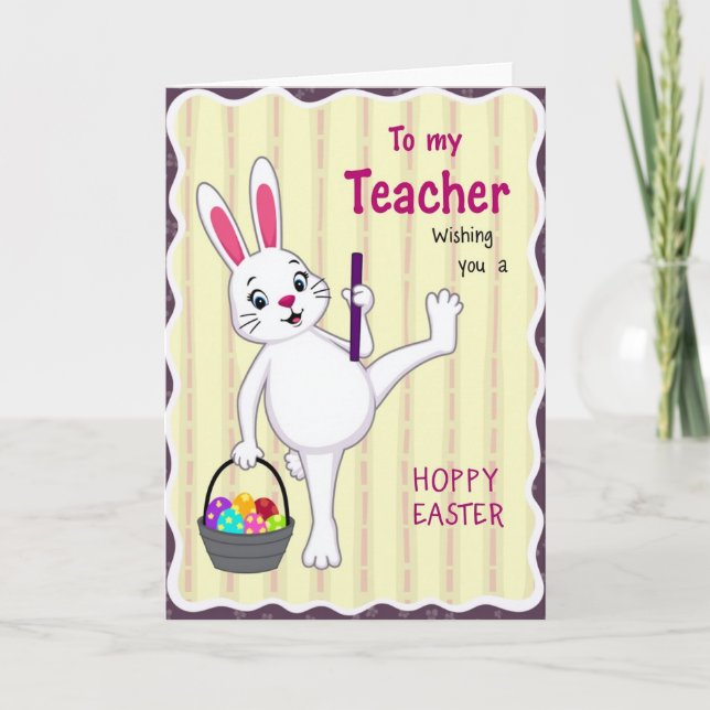 Striped Ovoids Rabbit Spring Card (Front)