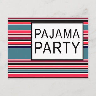 striped pajama party invitation postcard
