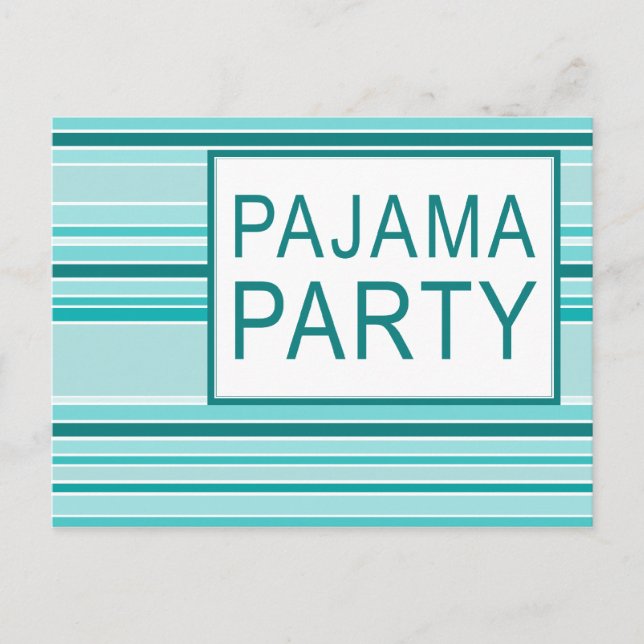striped pajama party invitation postcard (Front)