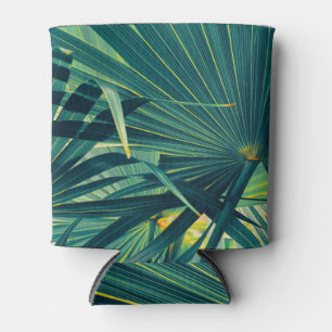 Striped Palm Leaf Toned Texture Can Cooler