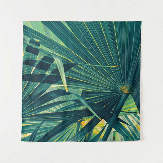 Striped Palm Leaf Toned Texture Tapestry (Front)