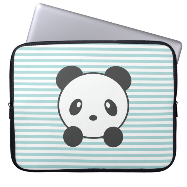 Striped panda laptop sleeve (Front)