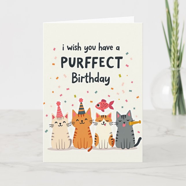 Striped Party Cats Card (Front)