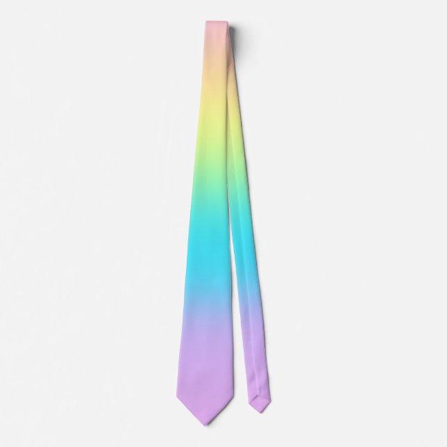 Striped Pastel Rainbow Gradient Necktie (Front)