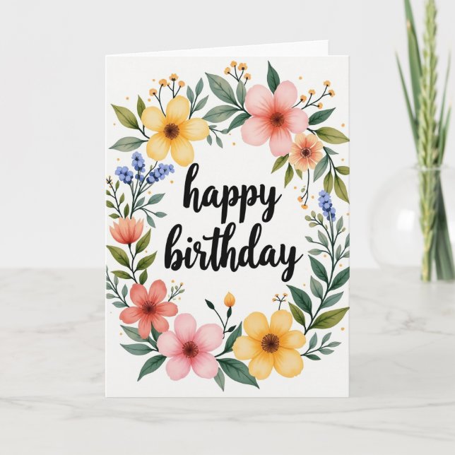 Striped Pastel Wreath Card (Front)