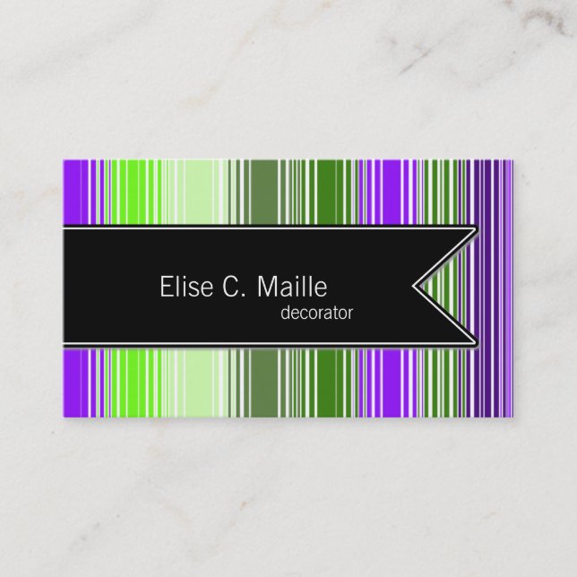 Striped Pattern Black Ribbon Business Card (Front)