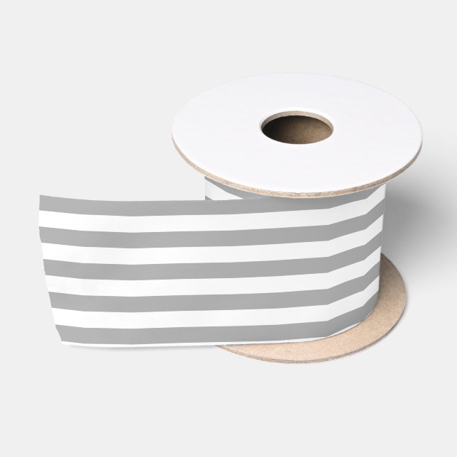 Striped Pattern Dark Grey Satin Ribbon (Spool)