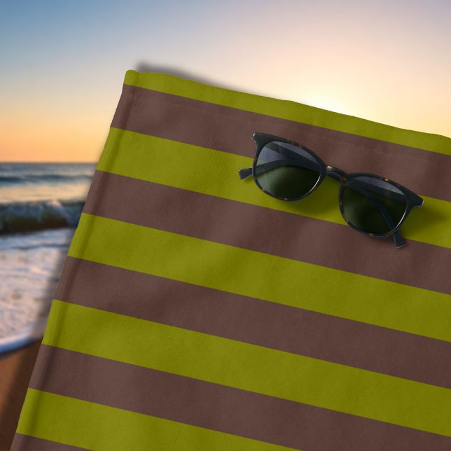 Striped pattern in chocolate brown and olive green beach towel (Creator Uploaded)