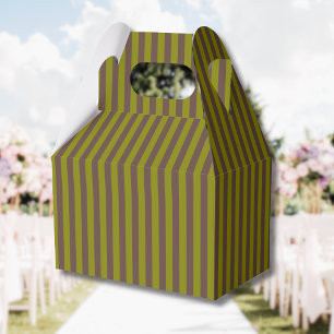Striped pattern in chocolate brown and olive green favour box