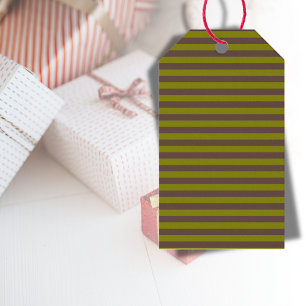Striped pattern in chocolate brown and olive green gift tags