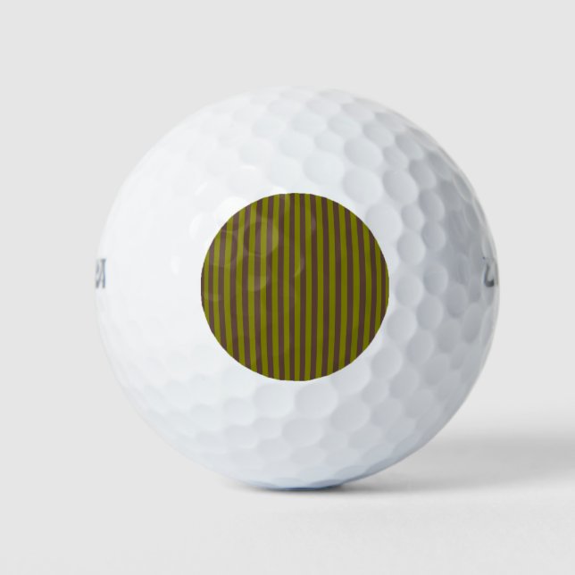 Striped pattern in chocolate brown and olive green golf balls (Front)