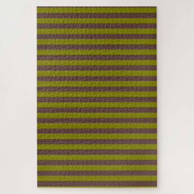 Striped pattern in chocolate brown and olive green jigsaw puzzle (Vertical)