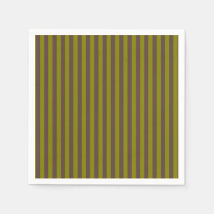 Striped pattern in chocolate brown and olive green napkin
