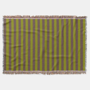 Striped pattern in chocolate brown and olive green throw blanket