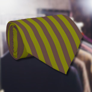 Striped pattern in chocolate brown and olive green tie