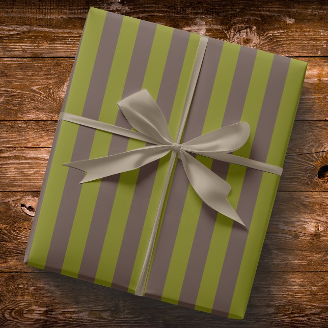 Striped pattern in chocolate brown and olive green wrapping paper (Creator Uploaded)