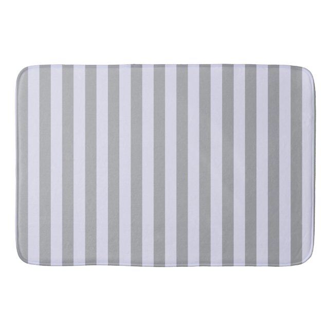 Striped pattern in grey and lavender bath mat (Front)