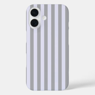 Striped pattern in grey and lavender iPhone 16 case