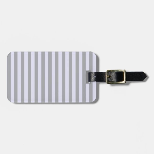 Striped pattern in grey and lavender luggage tag (Front Horizontal)