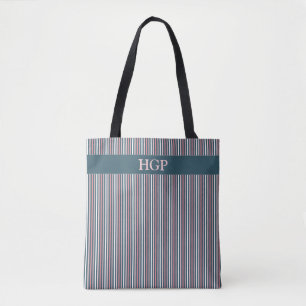 Striped Pattern Pink & Teal Tote Bag