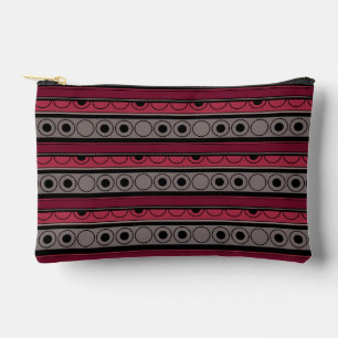 Striped pattern with circles and rings retro style accessory pouch