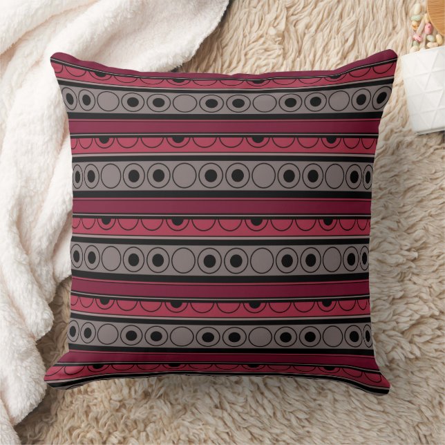 Striped pattern with circles and rings retro style cushion (Blanket)