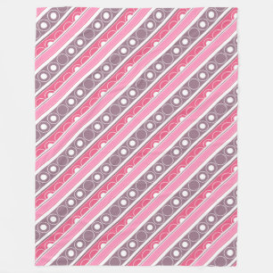 Striped pattern with circles and rings retro style fleece blanket