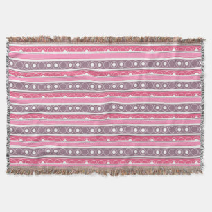 Striped pattern with circles and rings retro style throw blanket