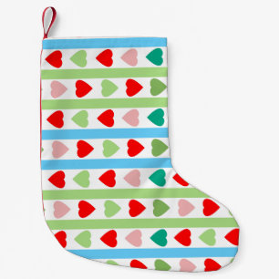 Striped pattern with hearts for Valentine's day Small Christmas Stocking