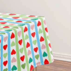 Striped pattern with hearts for Valentine's day Tablecloth