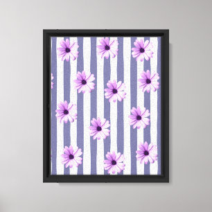 Striped Pattern with Purple Daisies Canvas Print