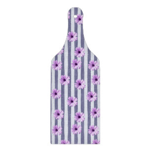 striped pattern with purple daisies cutting board